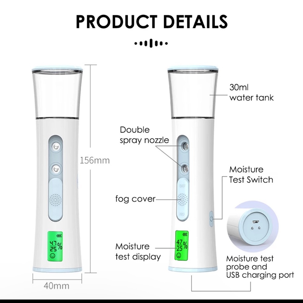 Portable Facial Mist Sprayer Beauty Instrument-Hydrating Humidifier LED Display - Picture 5 of 7